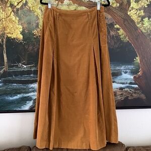 VINTAGE Corduroy Herman Geist Maxi Length Brown Skirt